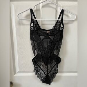 Victoria’s Secret Black Lace Teddy Thong